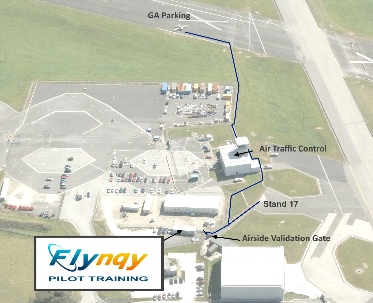 Map from GA Park to Flynqy Pilot Training